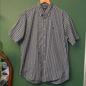 Polo by Ralph Lauren Black Men's Blue & Navy Plaid Seesucker Fabric Shirt Classi